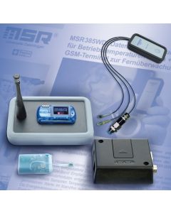 Funk-Datenlogger MSR385WD mit LTE/GSM-Terminal. Die Sendemodule sind wahlweise im ABS-Gehäuse oder in temperaturfestem (bis zu +125 °C) Silikonschlauch erhältlich.